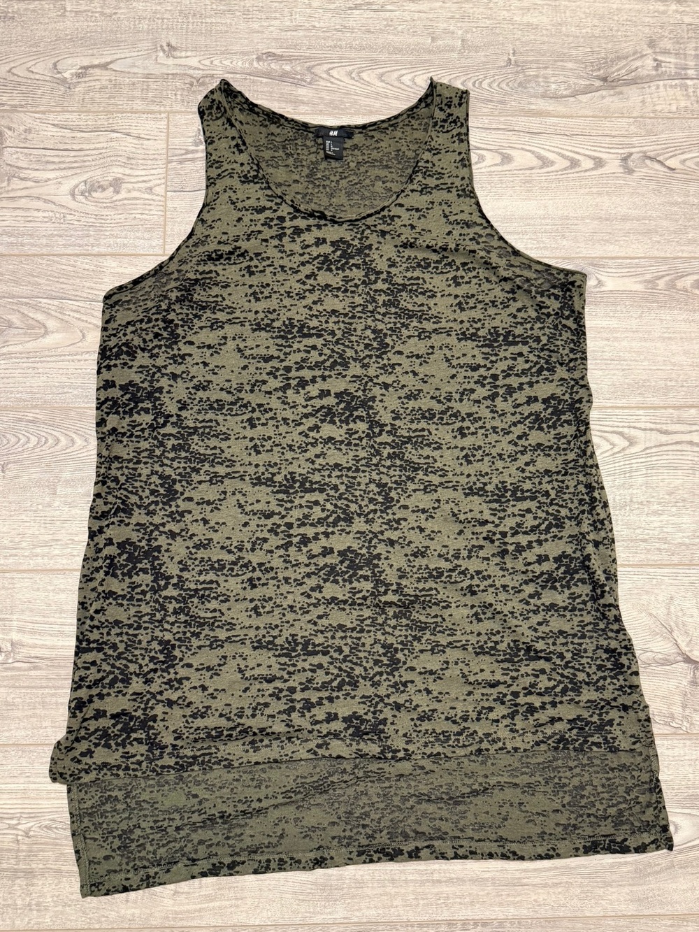 H&M Olive Green and Black Patterned Tunic